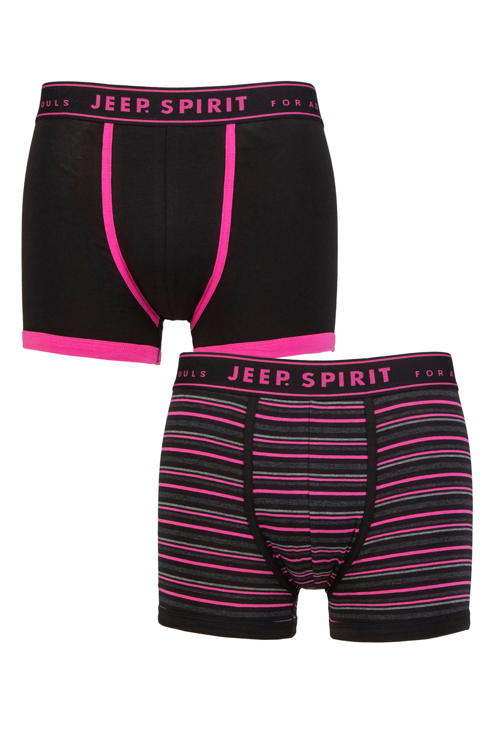Mens 2 Pack Jeep Spirit Stripe Cotton Trunks Fine Stripe Black / Pink M