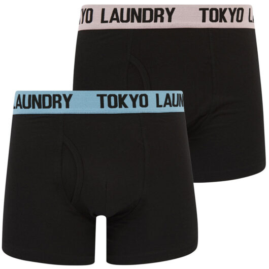 Mens Underwear Marthem 2 (2 Pack) Boxer Shorts Set in Pink Nectar / Blissful Blue / S - Tokyo Laundry