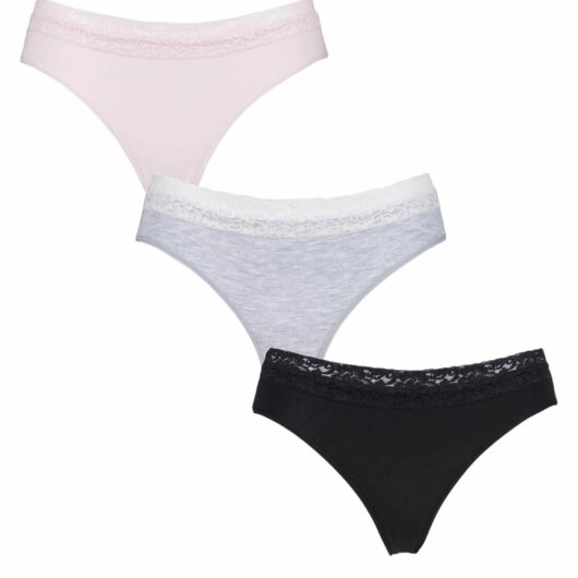 Women's 3 Pair SOCKSHOP Lazy Panda Bamboo Briefs Black / Grey / Pink UK 8