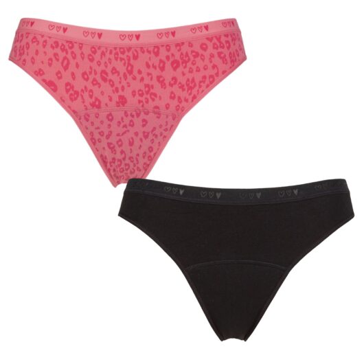 Girls and Teens 2 Pack Love Luna First Period Bikini Briefs Pink Age 13-14