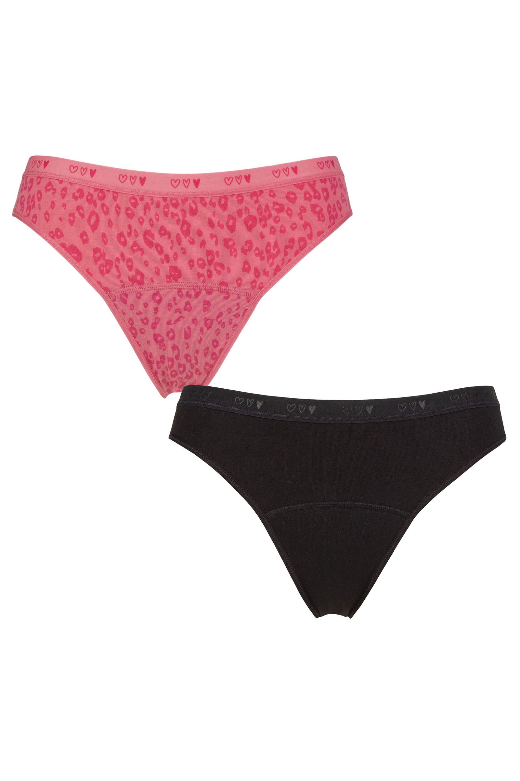 Girls and Teens 2 Pack Love Luna First Period Bikini Briefs Pink Age 13-14