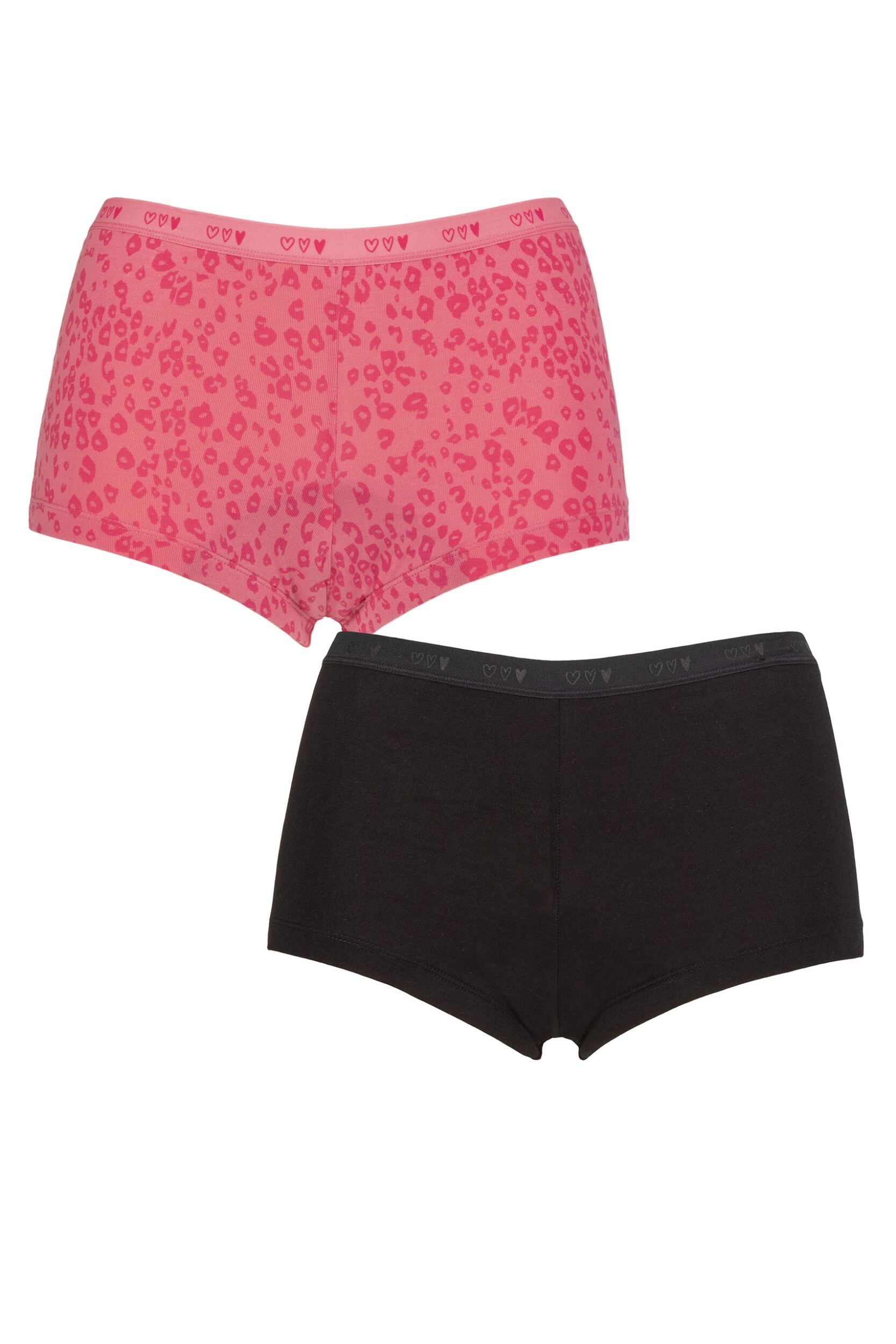 Girls and Teens 2 Pack Love Luna First Period Shortie Briefs Pink Age 11-12