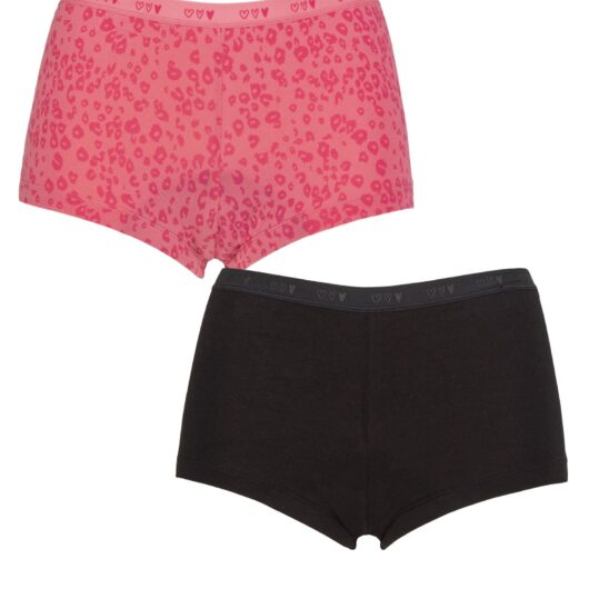 Girls and Teens 2 Pack Love Luna First Period Shortie Briefs Pink Age 13-14