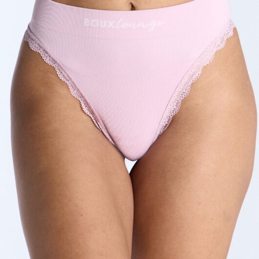 Boux Avenue Ribbed seamless lace thong - Dusky Pink - XS