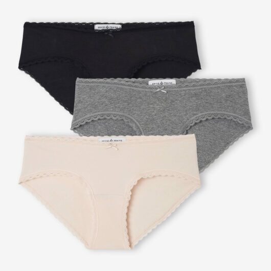 Pack of 3 Shorties in Organic Cotton for Maternity, by ENVIE DE FRAISE pale pink
