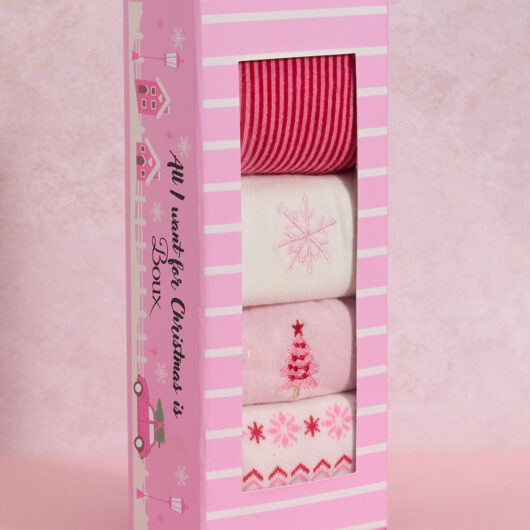 Boux Avenue 4 pack Christmas sock gift box - Pink Mix - OS