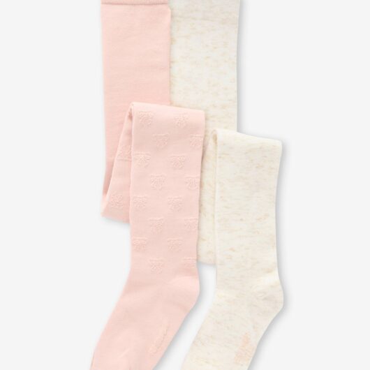 Pack of 2 Pairs of Party Tights for Girls pale pink