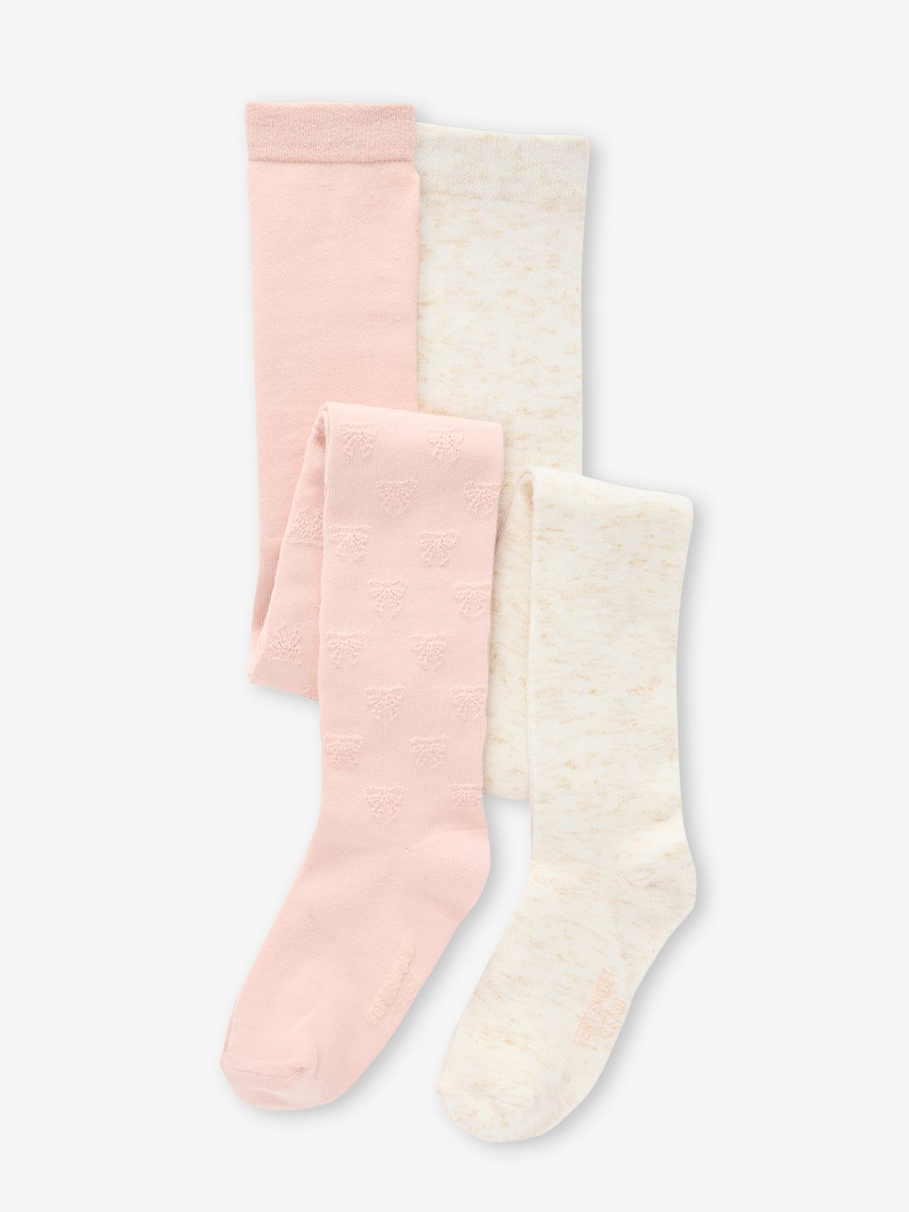 Pack of 2 Pairs of Party Tights for Girls pale pink