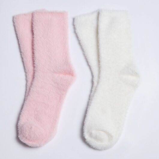 Boux Avenue 2 pack feather fluffy ankle socks - Pink Mix - OS