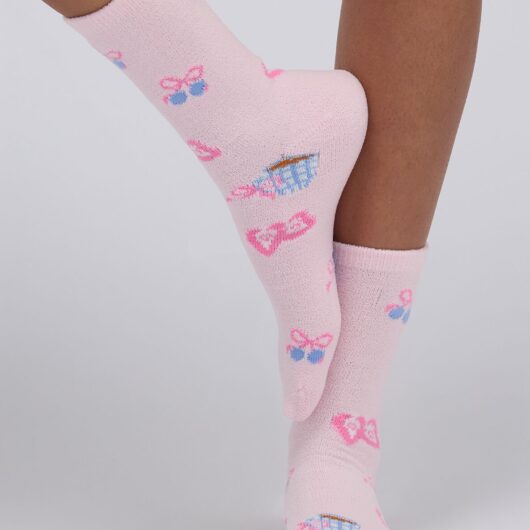 Boux Avenue Breakfast print cosy ankle sock - Pink Mix - OS