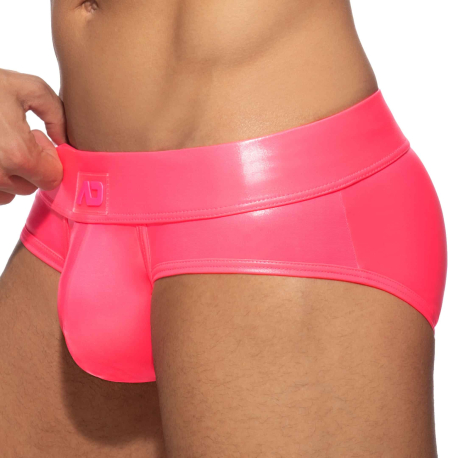 Addicted Neon Shiny Push Up Briefs - Neon Pink