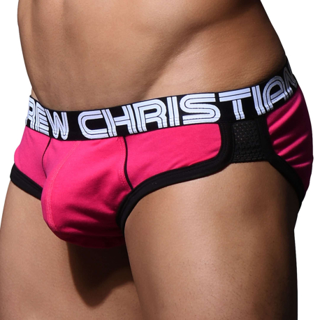 Andrew Christian Show-It Retro Pop Briefs - Fuchsia