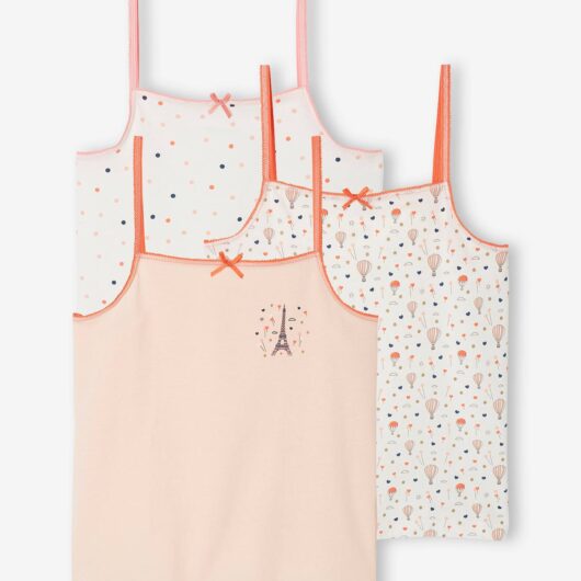 Pack of 3 Fancy Vests for Girls pale pink