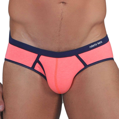 Roberto Lucca Microfiber Briefs - Neon Pink - Navy