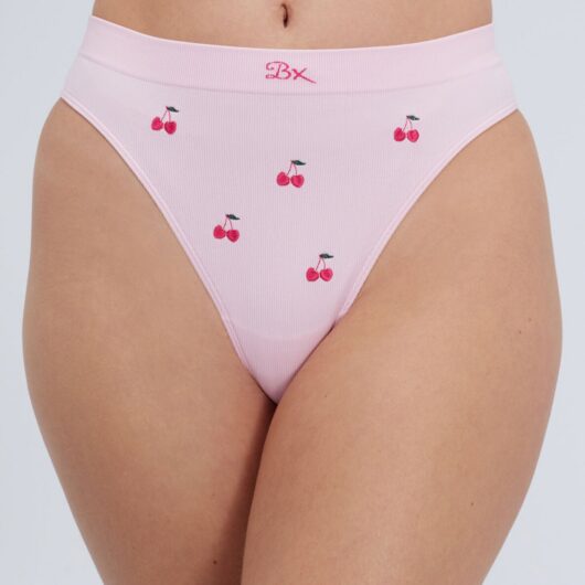Boux Avenue Cherry embroidered seamless thong - Pink Mix - XS