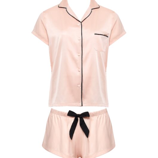Bluebella Abigail Shirt and Short Set Pale Pink/Black - 10