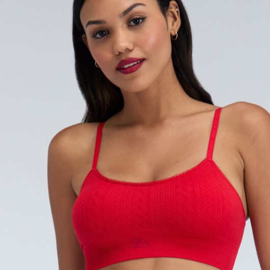 Boux Avenue Cable knit seamless bralette - Red Mix - XS